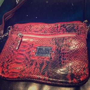 Nicole Miller red snakeskin purse
